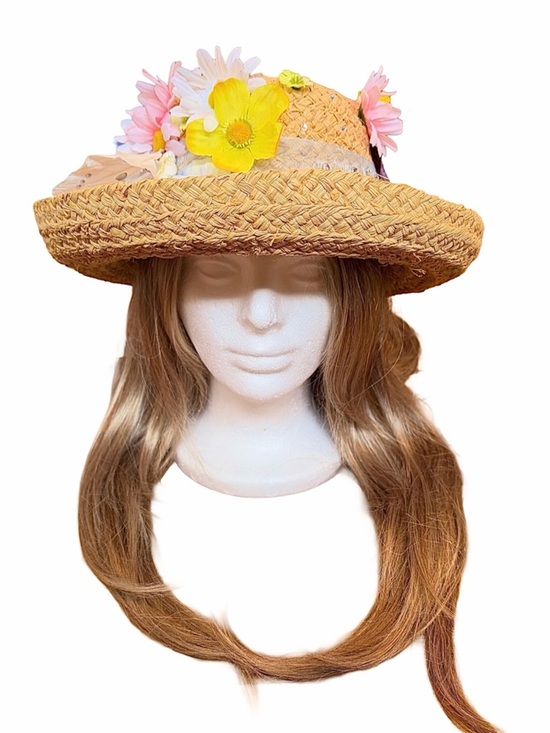 Rare Find! Vintage The Scala Collection Floral Straw Sun Hat w/ Pastel Blooms, S main image 14